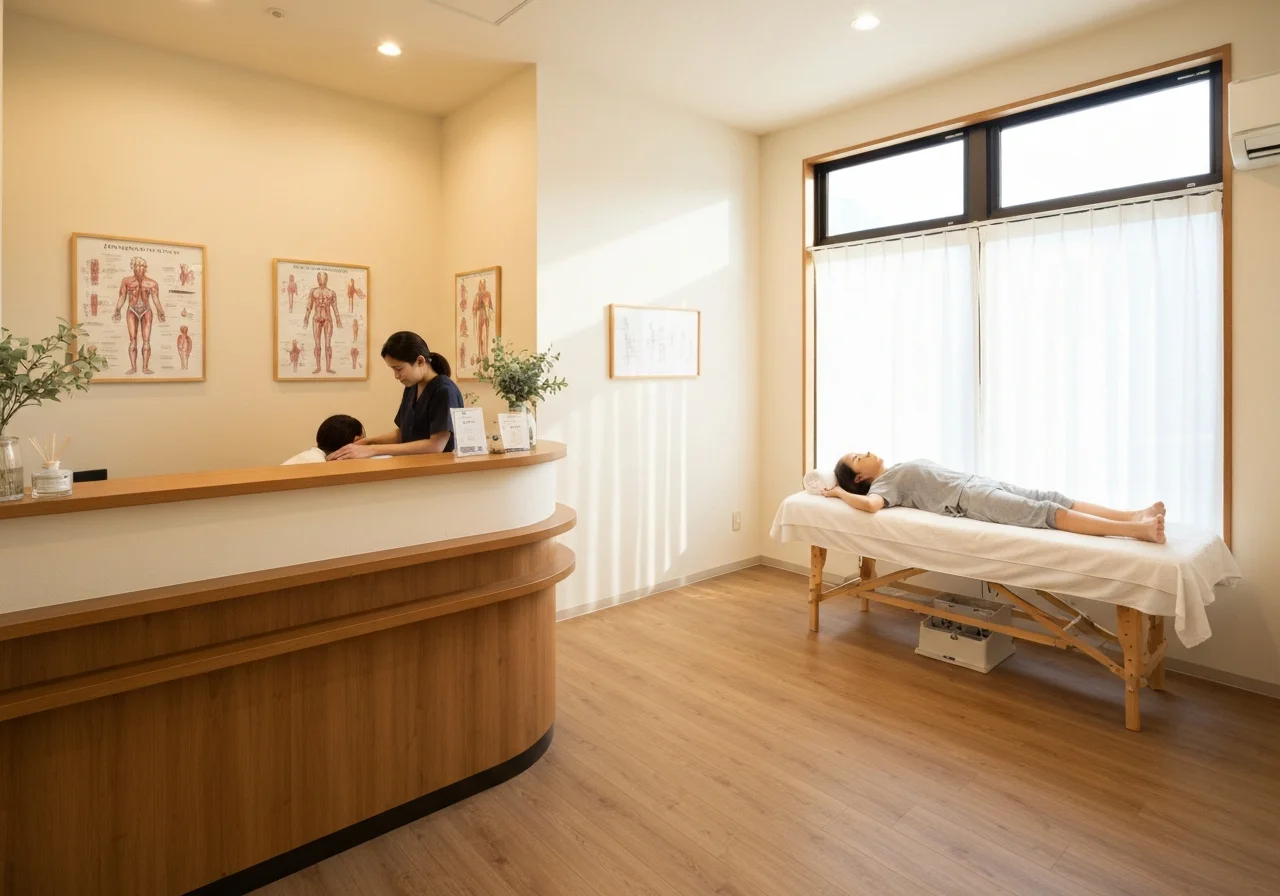 Close-up view of acupuncture work during treatment